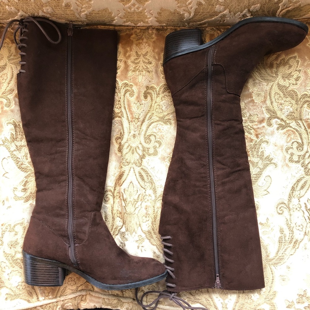 Lace Up Knee High Boots